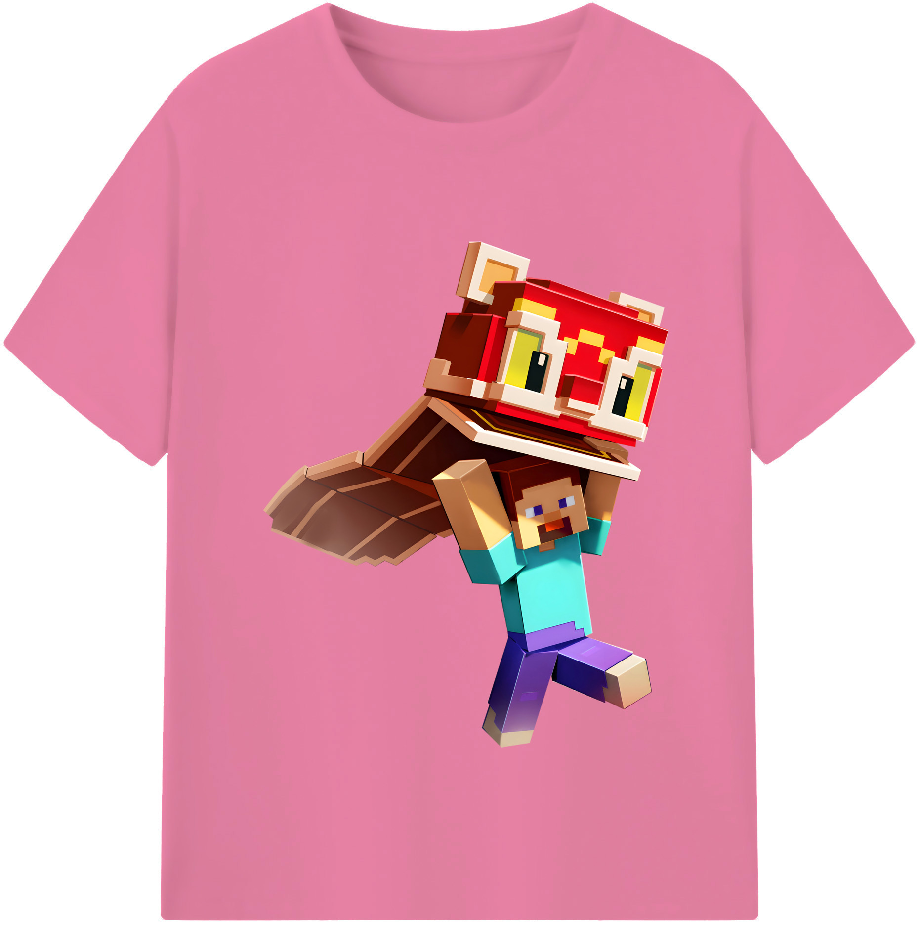 （画像用） マインクラフト ブロックの世界 Minecraft MC Block world 綿100％半袖Tシャツ（フロントプリント）